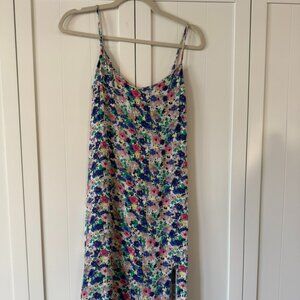 Mi Ami Floral Slip Midi Dress Side Slit Adjustable Straps Small